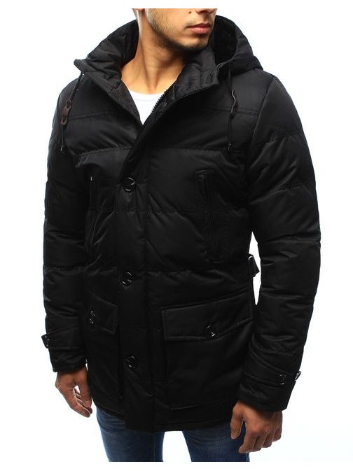 Čierna fantastická prešívaná bunda na zimu
