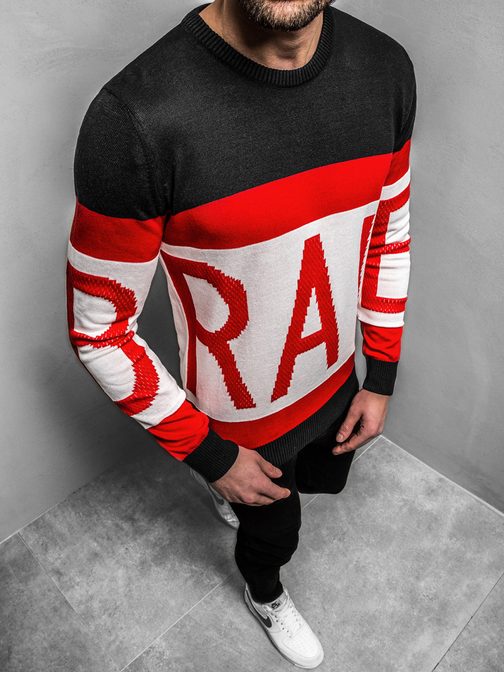 Čierno-červený originálny sveter B/2428Z