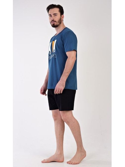 Tmavomodré krátke pánske pyžamo Oliver