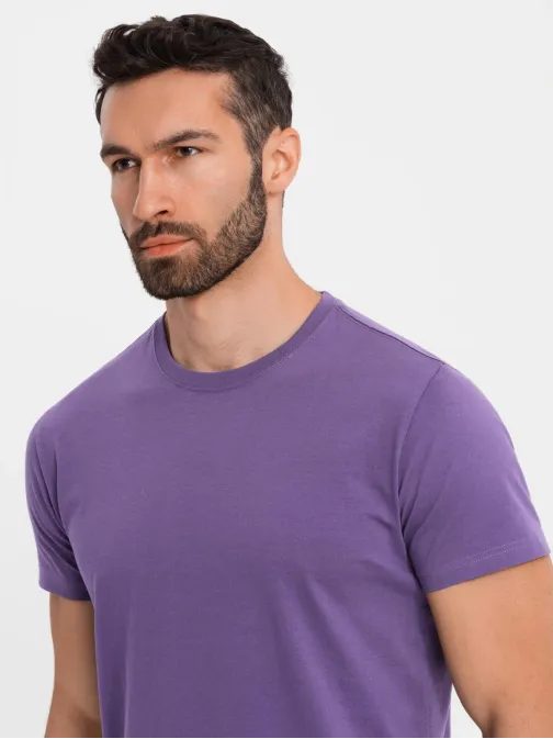 Basic fialové bavlnené tričko s okrúhlym výstrihom V13 TSBS-0236