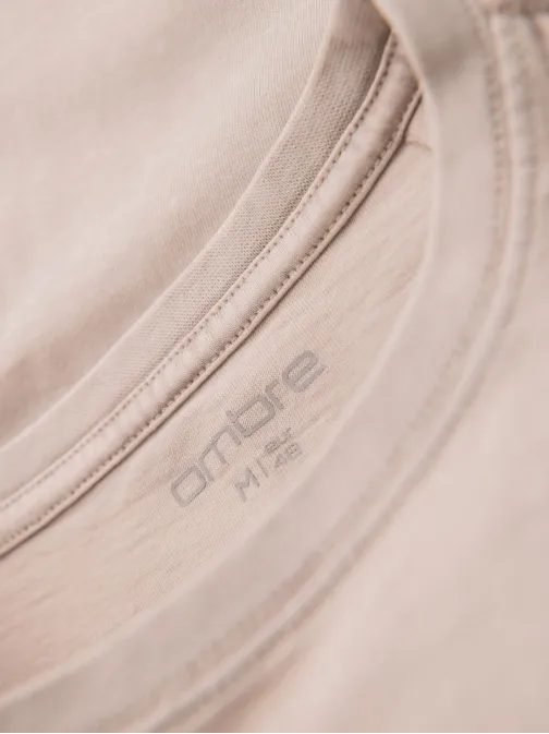 Pánske béžové tričko s trendy nápisom V1 TSFP-0225