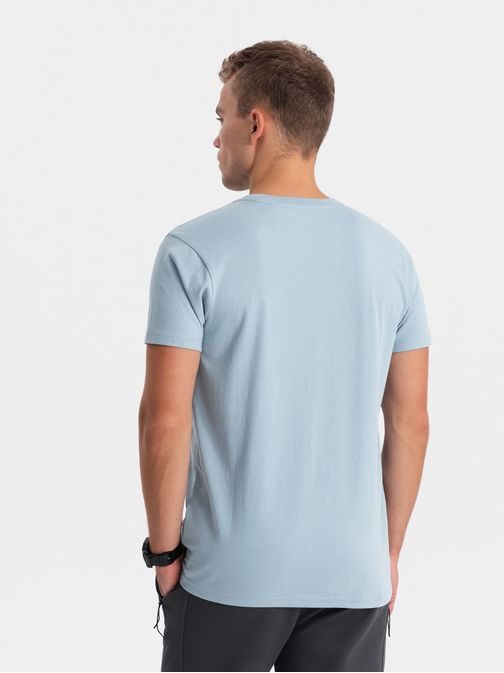 Jasno modré tričko so zaujímavou potlačou V2 TSPT-0167