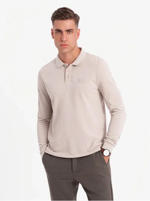 Pánska popolavá polokošeľa s logom V3 POLS-0131