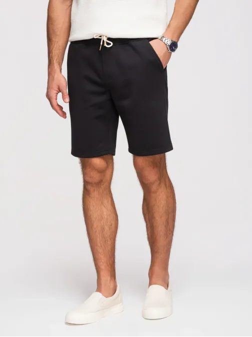 Úpletové čierne pánske kraťasy V2 SRSK-0124