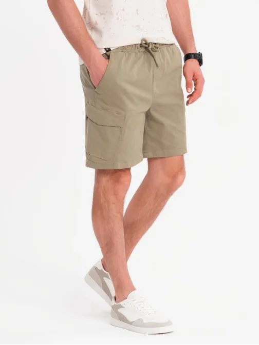 Voľnočasové olivové kapsáčové kraťasy V3 SRCG-0194
