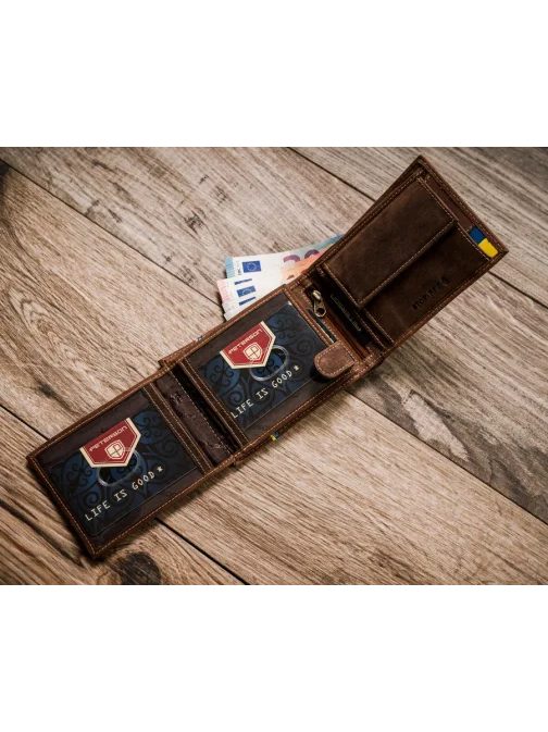 Moderná hnedá pánska peňaženka Peterson