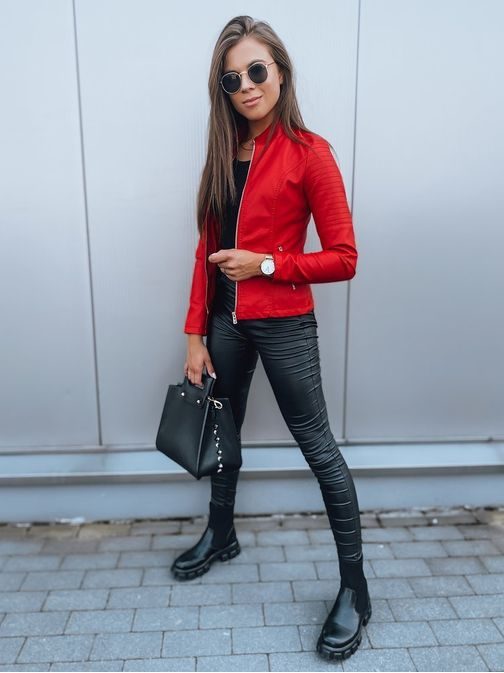 Trendy červená dámska koženková bunda Malibu