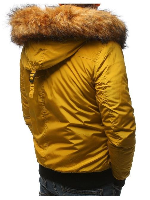 Žltá zimná bunda s kapucňou