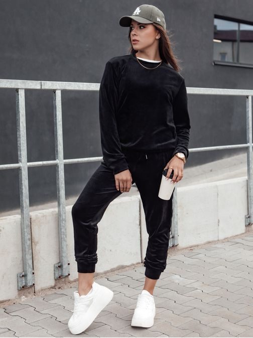 Velúrová čierna dámska tepláková súprava Urbanvelvet