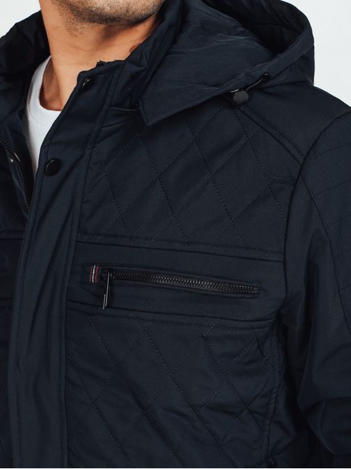 Trendy prešívaná pánska bunda na prechodné obdobie modrá