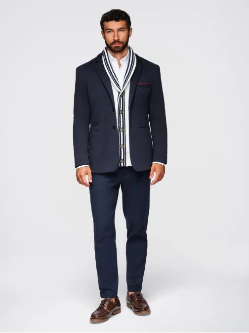Trendy tmavomodré sako pre pánov V3 BLZB-0100