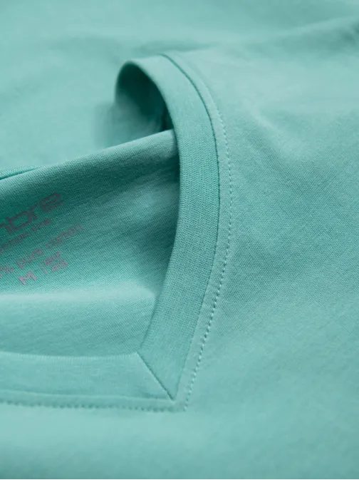 Bavlnené tyrkysové tričko s V-výstrihom V15-TSBS-0145