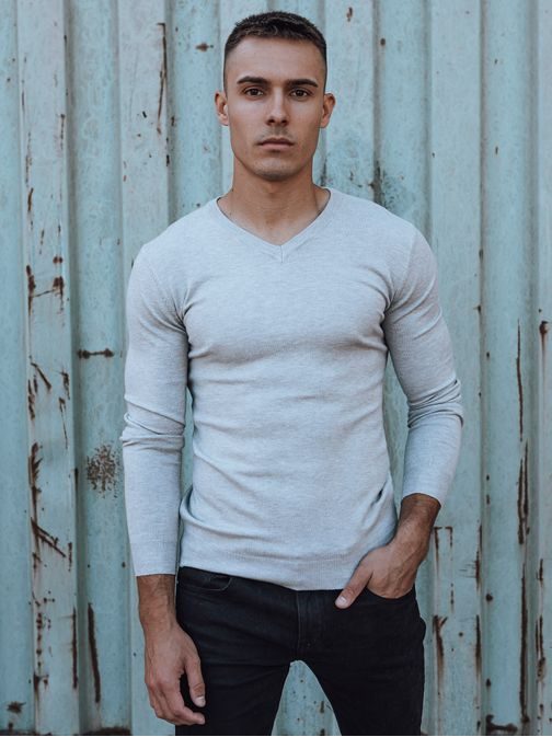 Jednofarebný pánsky sveter sivý