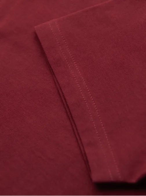 Basic bordové bavlnené tričko s okrúhlym výstrihom V16 TSBS-0236