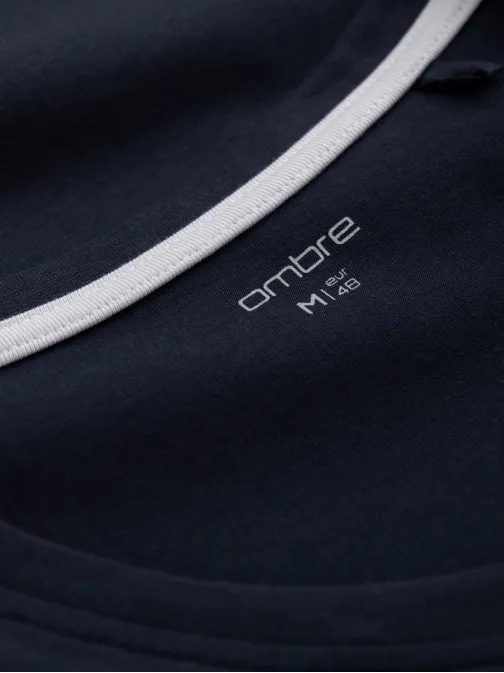 Tmavomodré tričko s dlhým rukávom a V-výstrihom, a s logom v2 LSCL-0110