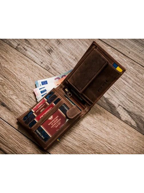 Moderná hnedá pánska peňaženka Peterson