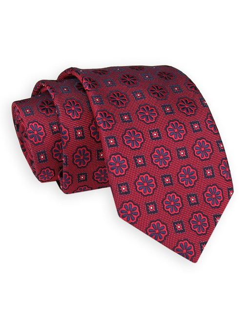 Červeno-granátová kravata s pútavým vzorom Angelo di Monti