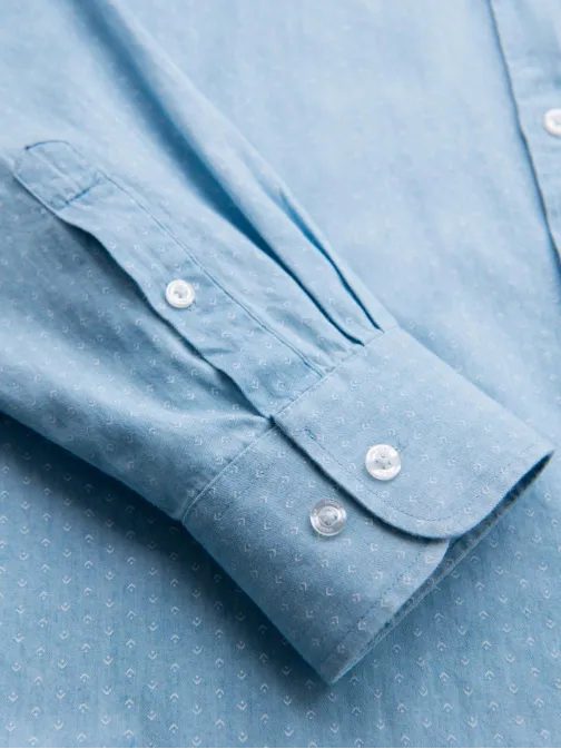 Svetlomodrá pánska košeľa s jemným vzorom V1 SHDS-0179