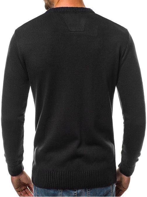 Jednoduchý pánsky sveter čierny O/KV01Z