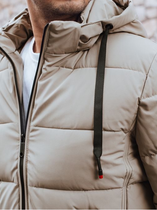 Trendy zimná bunda s kapucňou v jasnobéžovom prevedení