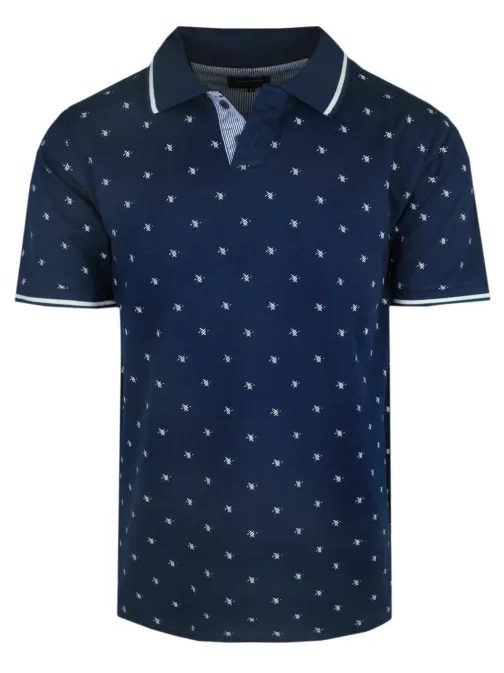 Moderná tmavomodrá pánska polokošeľa z bavlny