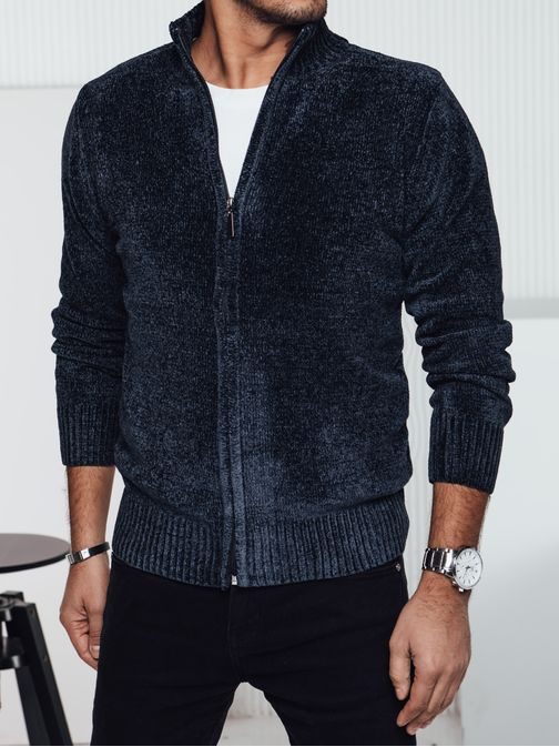 Modrý pánsky sveter na zips