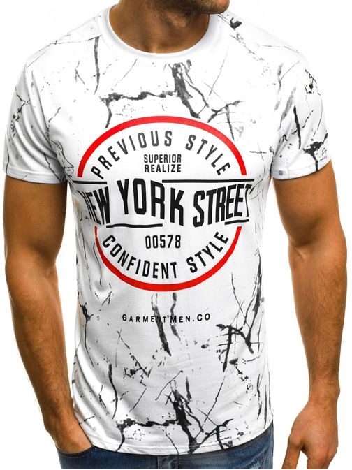 New York street biele tričko pánske OZONEE JS/SS336