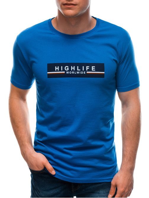 Bavlnené modré tričko s potlačou High Life S1615