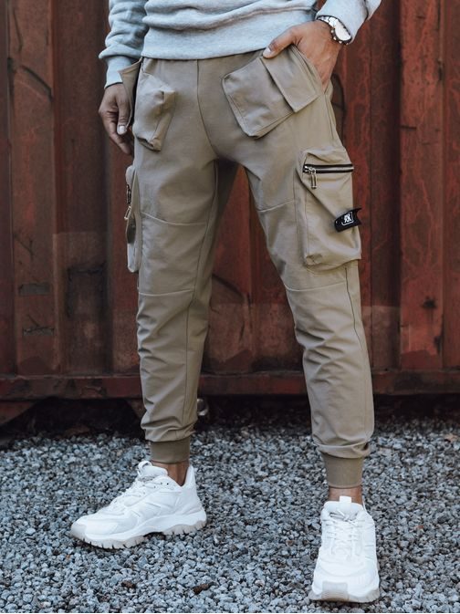 Pánske béžové cargo nohavice