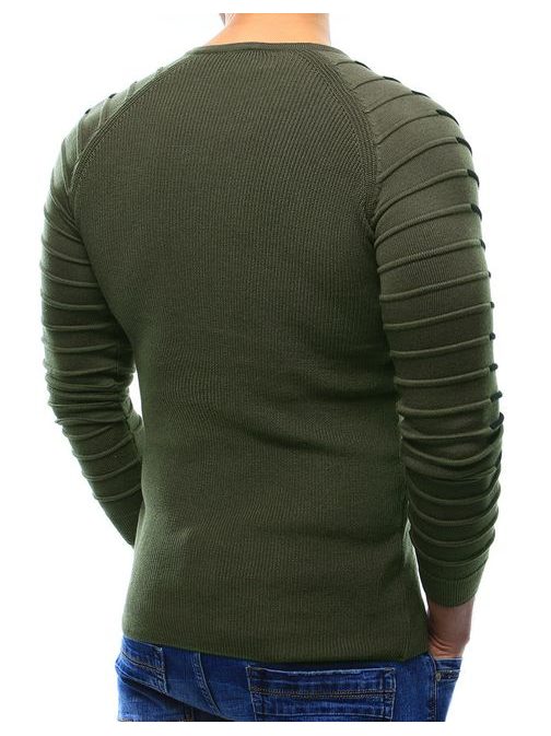 Zaujímavý khaki sveter pre pánov
