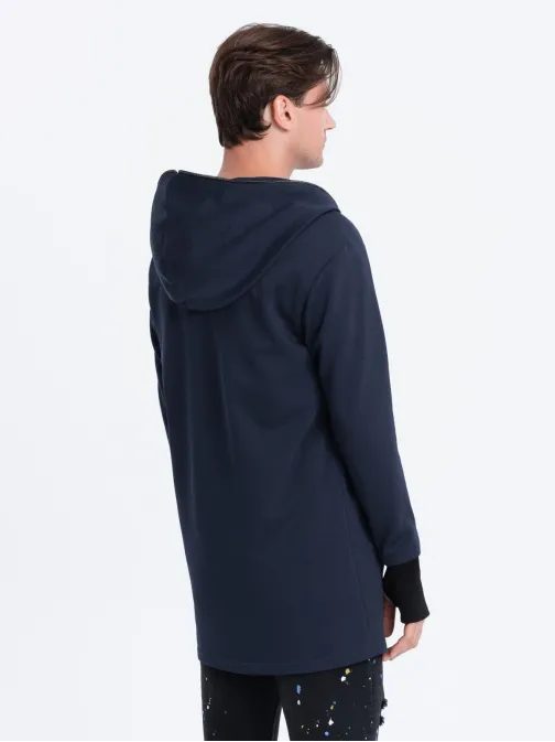 Predĺžená  tmavomodrá pánska mikina B1369