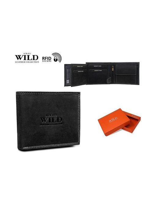 Pánska čierna kožená peňaženka WILD