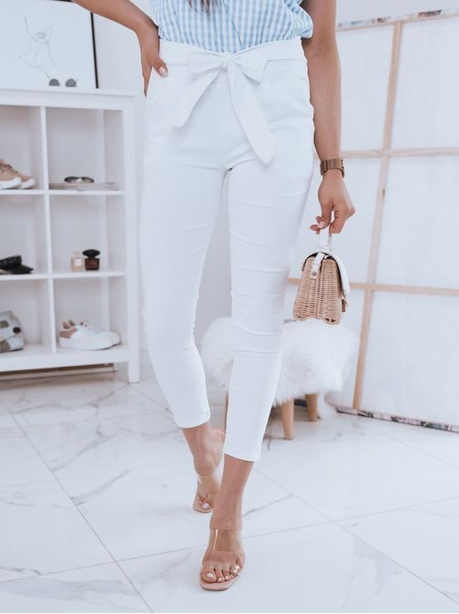 Neobyčajné biele dámske nohavice Lovely Basic