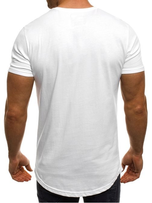Jednoduché dlhšie biele tričko BREEZY 293