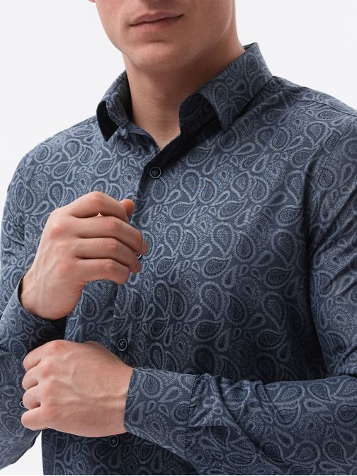 Granátová košeľa s elegantným vzorom K591