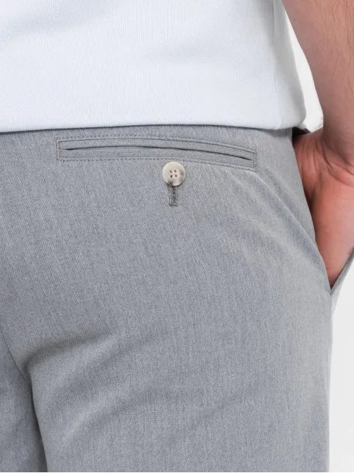 Elegantné šedé chinos nohavice klasického strihu V1 PACP-0191