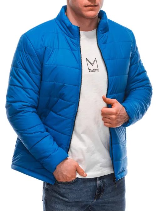 Modrá prechodná bunda bez kapucne C526