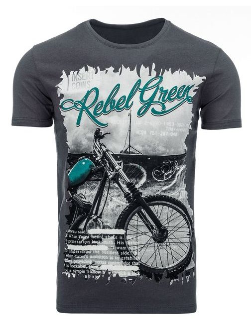 Grafitové pánske tričko s nápisom Rebel green