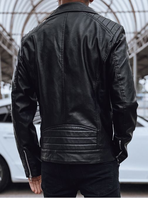 Trendy koženková pánska bunda čierna