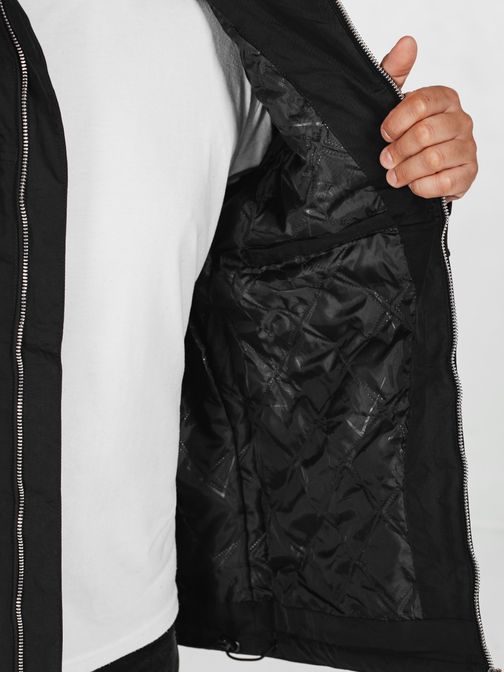 Čierna prešívaná pánska bunda na prechodné obdobie