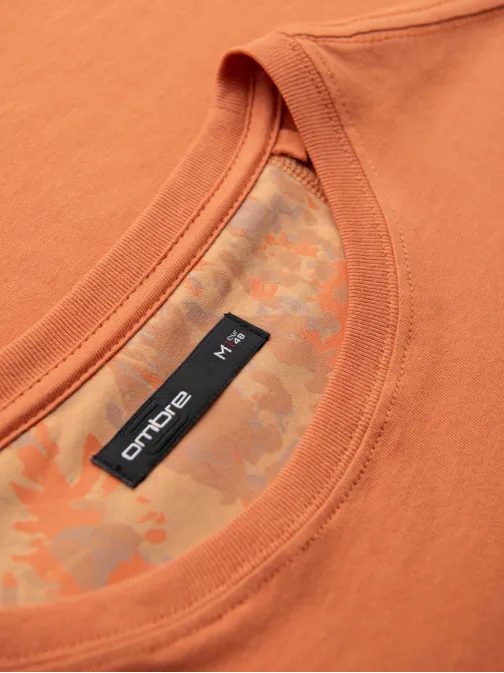 Trendy oranžové tričko s ozdobným vreckom V3 TSPT-0227