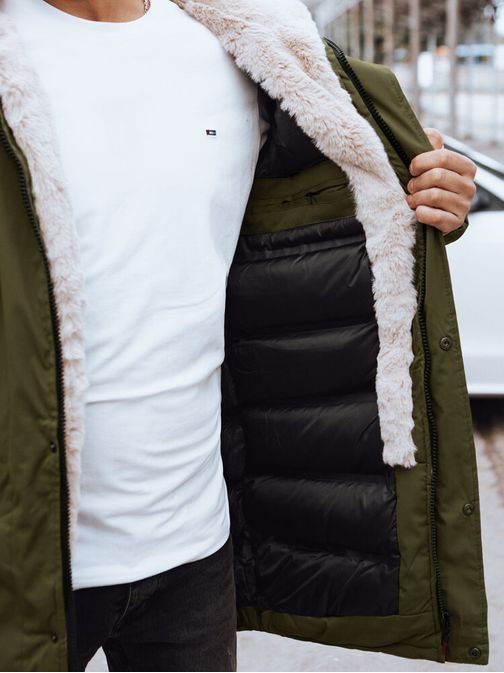 Trendy zelená pánska zimná bunda