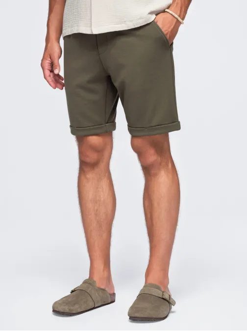 Olivové elegantné krátke nohavice V5 SRCS-0206