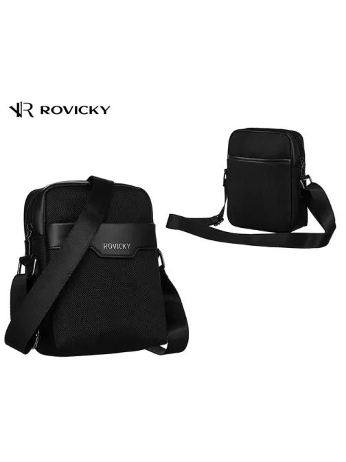 Praktická čierna pánska taška cez plece Rovicky