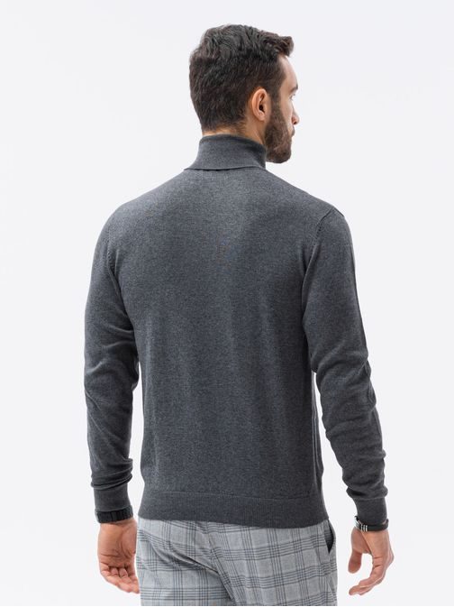 Melírovaný-šedý sveter s golierom E179