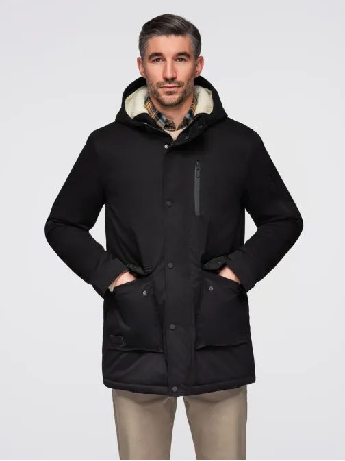Teplá bunda pre pánov v čiernej farbe OM-JAHP-0302