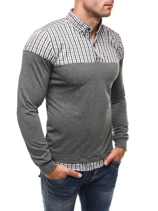 Sivá tričková košeľa RAW LUCCI 534