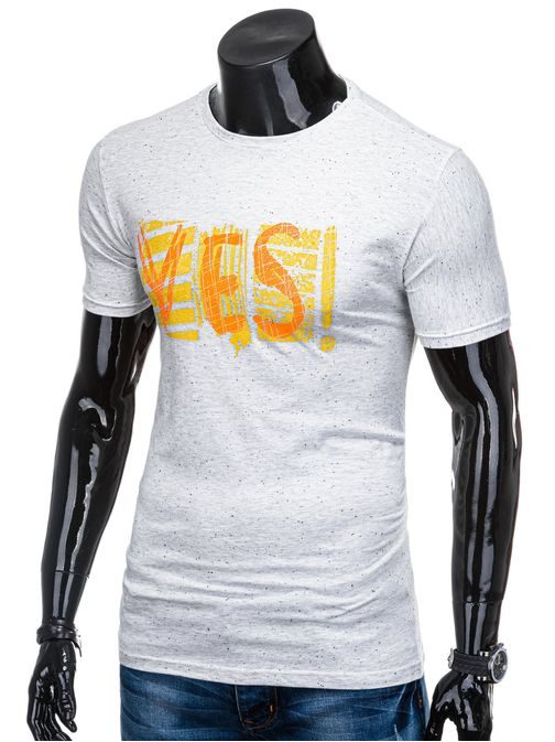 Svetlošedé tričko s potlačou YES S1352