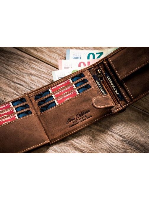 Hnedá kožená peňaženka s kamiónom Peterson