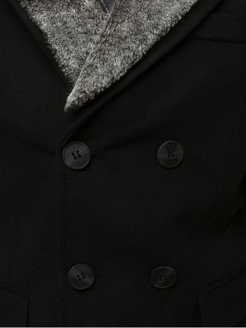 Čierny kabát s kožušinou DJ/5626